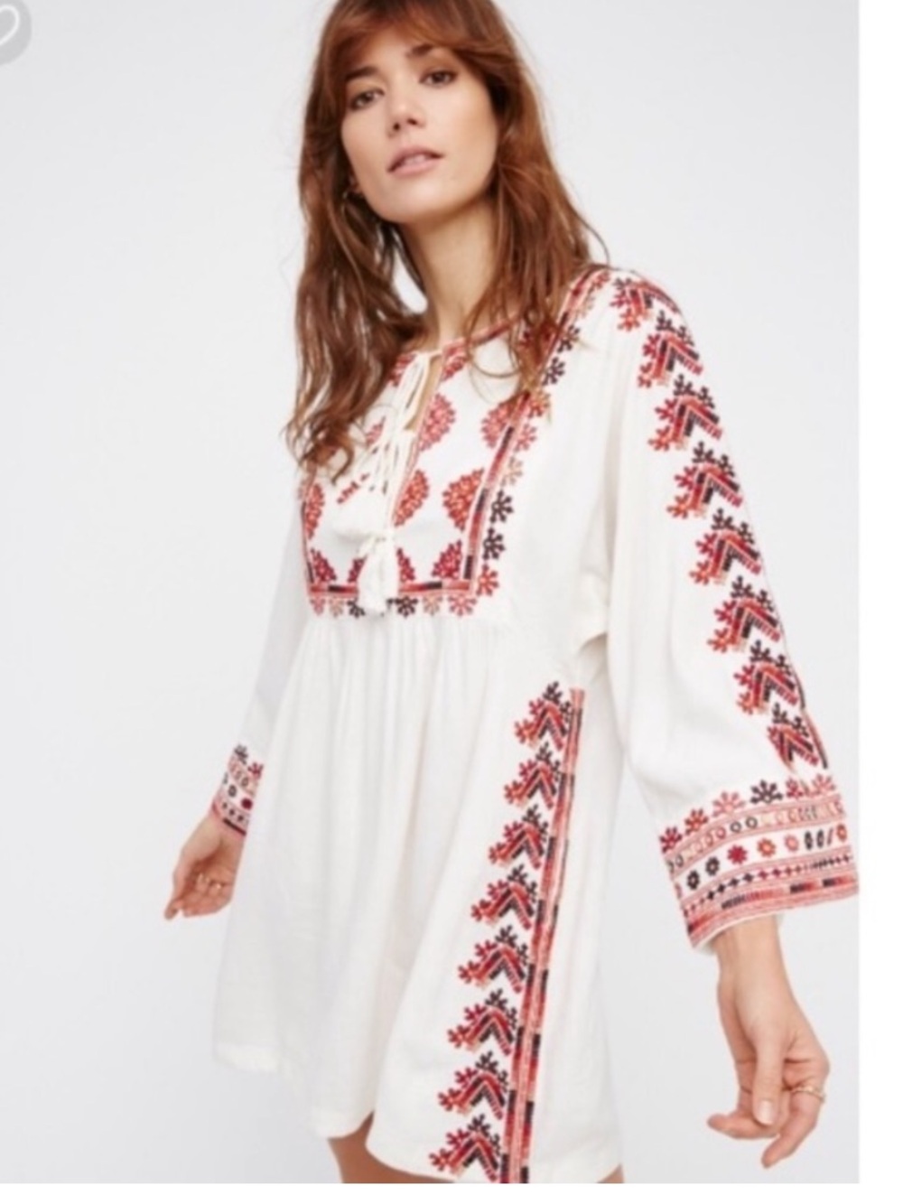 Free People Starlight Mini Dress with Red Embroidered Detailing â¤ď¸â¤ď¸